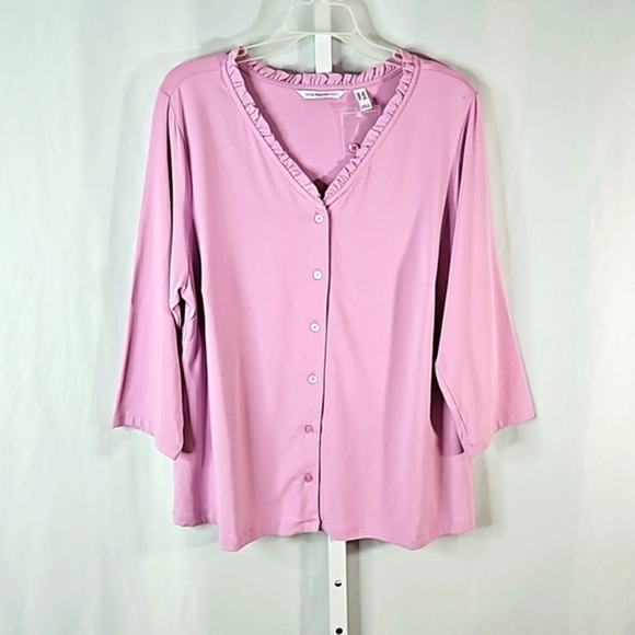 Isaac Mizrahi PurpleButton Down Blouse/ Top Size 1X - Picture 1 of 6